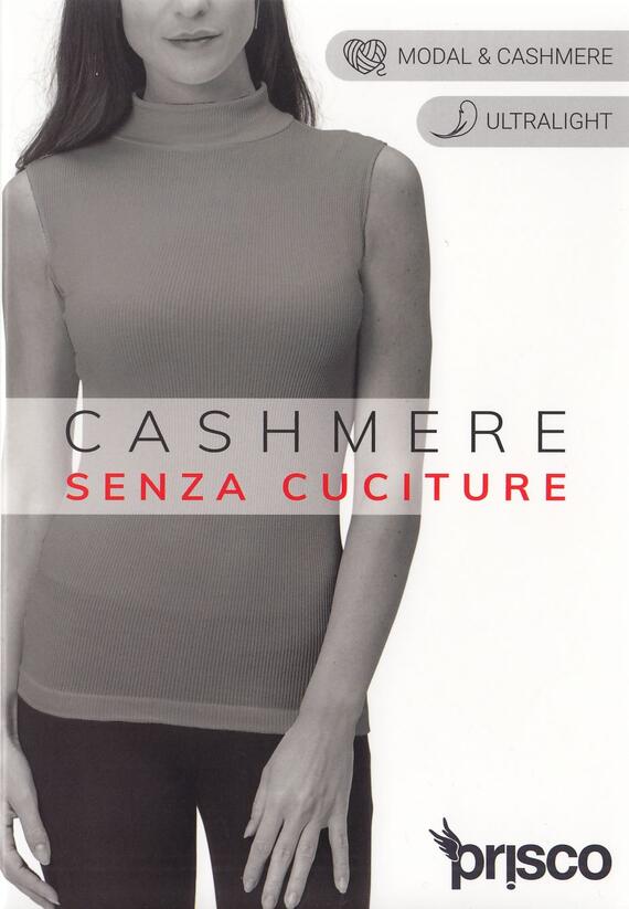 Lupetto donna smanicato in cashmere a costine ultralight Prisco Cash SM
