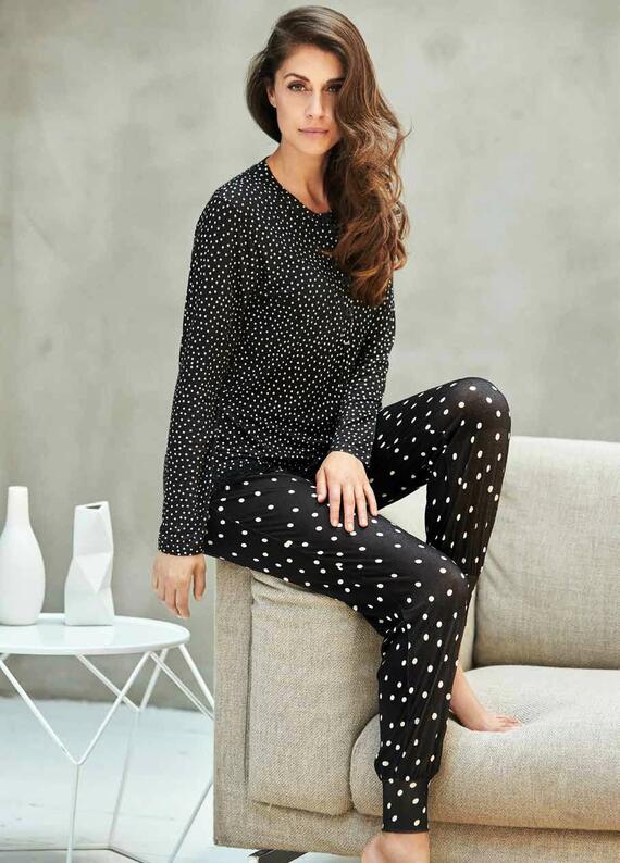 Pigiama donna in viscosa a pois Lormar Chantal CHN1336