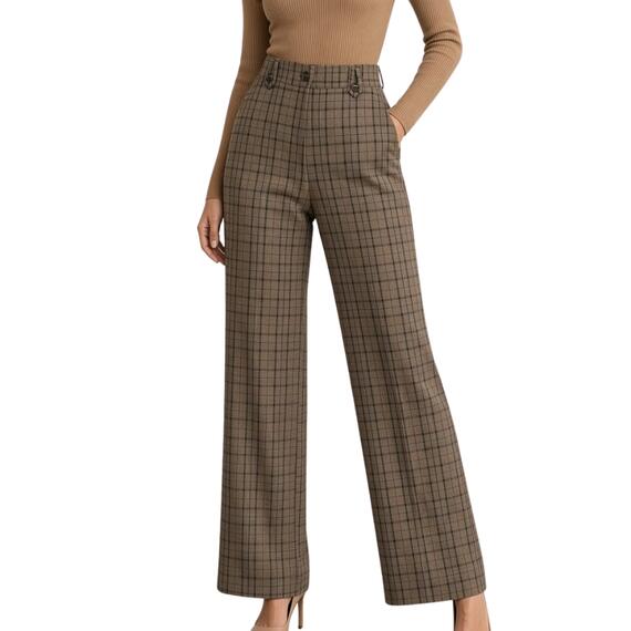 Carla Ferroni 70433 Women's Check Palazzo Trousers