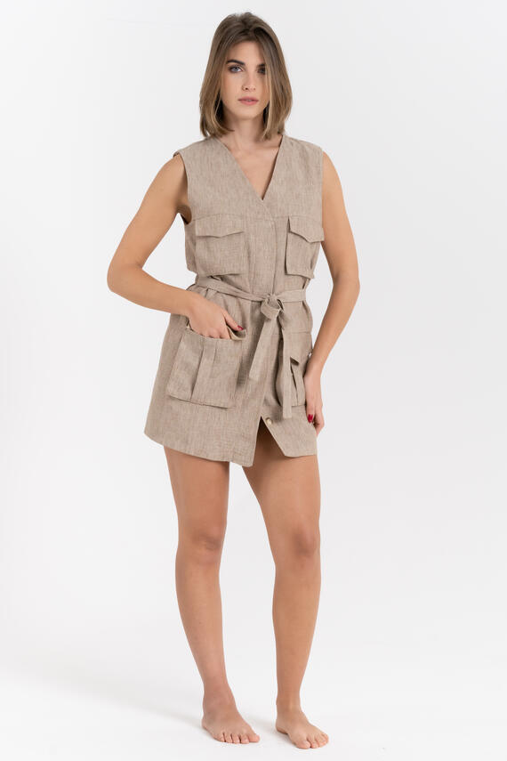 MINI DRESS SMANICATO EFFETTO LINO FIORENZA AMADORI FM261195
&nbsp;