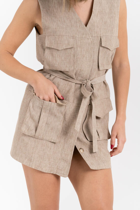 MINI DRESS SMANICATO EFFETTO LINO FIORENZA AMADORI FM261195
&nbsp;