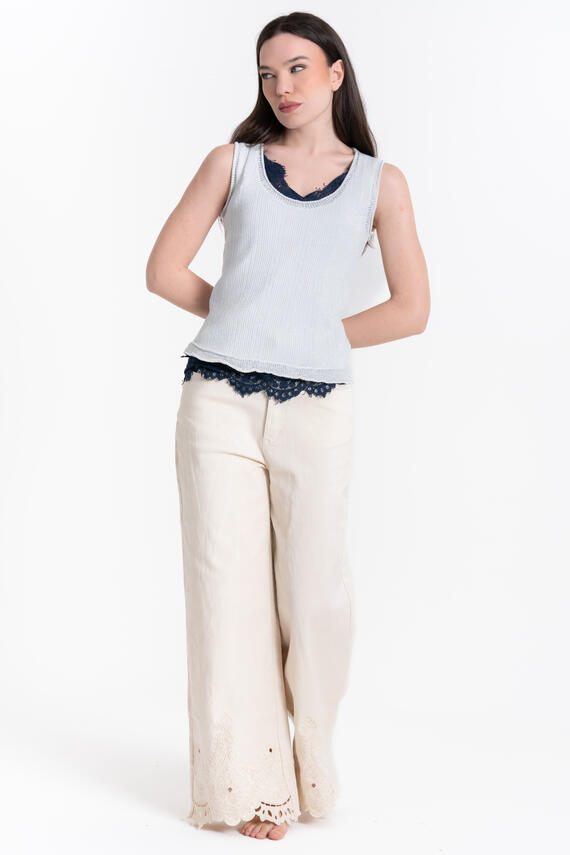 JEANS PALAZZO CON RICAMO FIORENZA AMADORI Z-15
&nbsp;