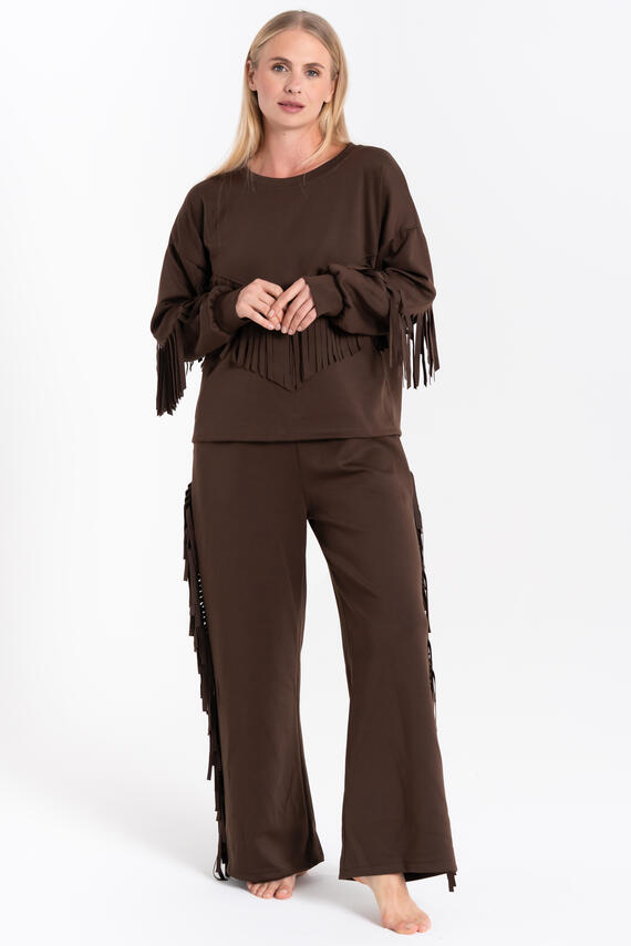 PANTALONE DONNA FELPATO FRANGE FIORENZA AMADORI 35130