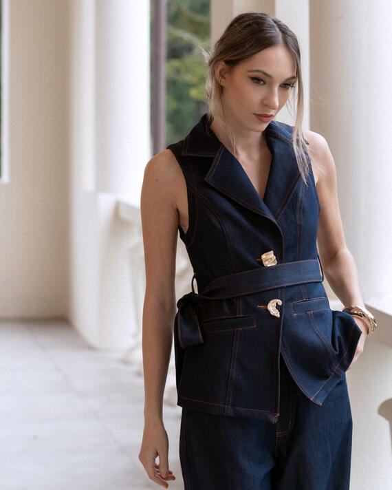 GILET DENIM CON BOTTONI GIOIELLO FIORENZA AMADORI Z-22