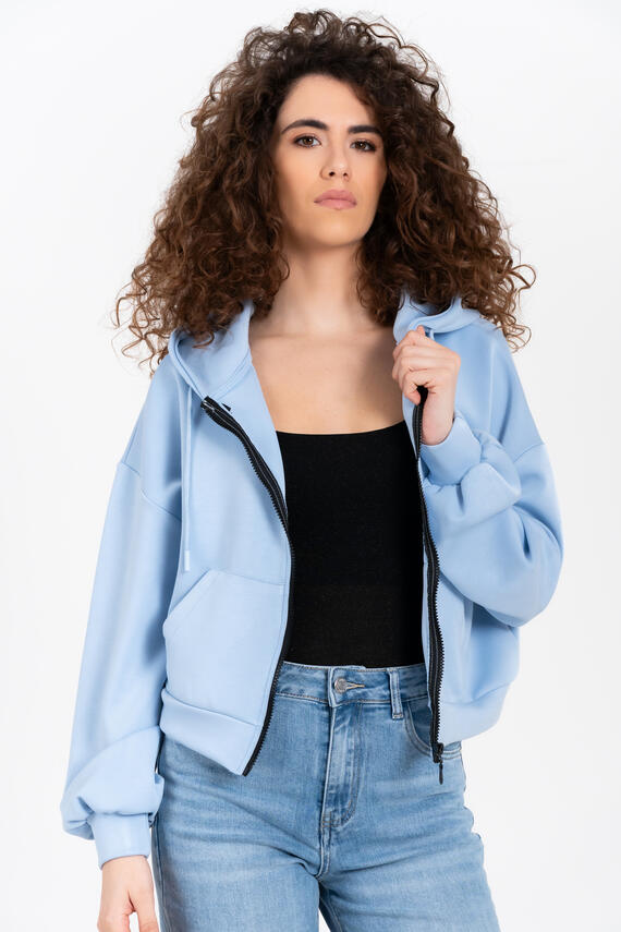 FELPA ZIP E CAPPUCCIO CROP FIORENZA AMADORI F6765T64