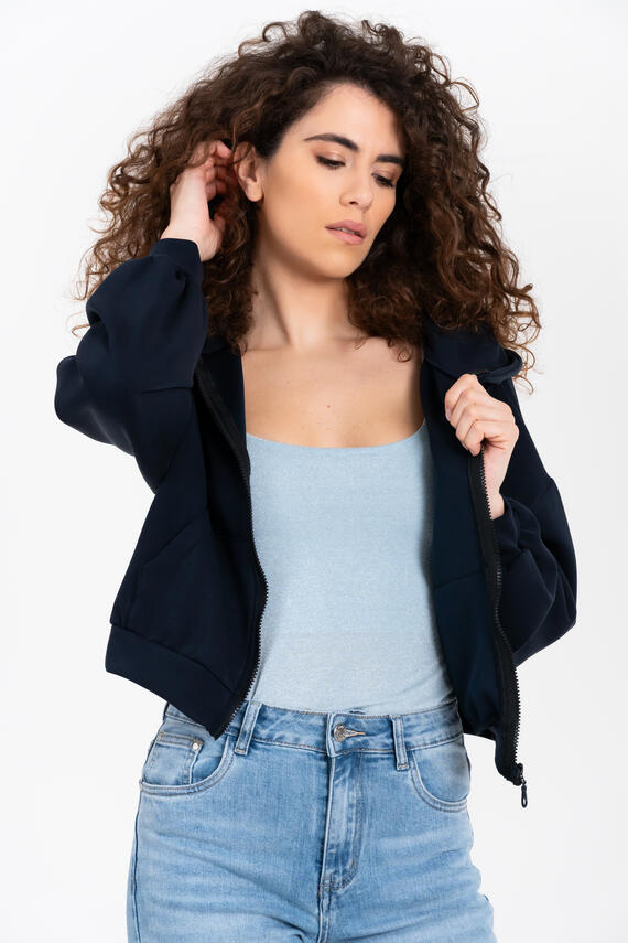 FELPA ZIP E CAPPUCCIO CROP FIORENZA AMADORI F6765T64