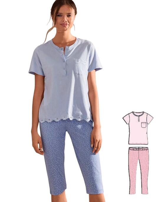 Pigiama donna a manica corta in jersey di cotone Infiore Dotlove DTL654232