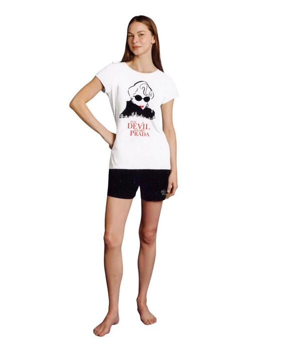 Pigiama donna a manica corta in jersey di cotone Il Diavolo veste Prada DYD0885