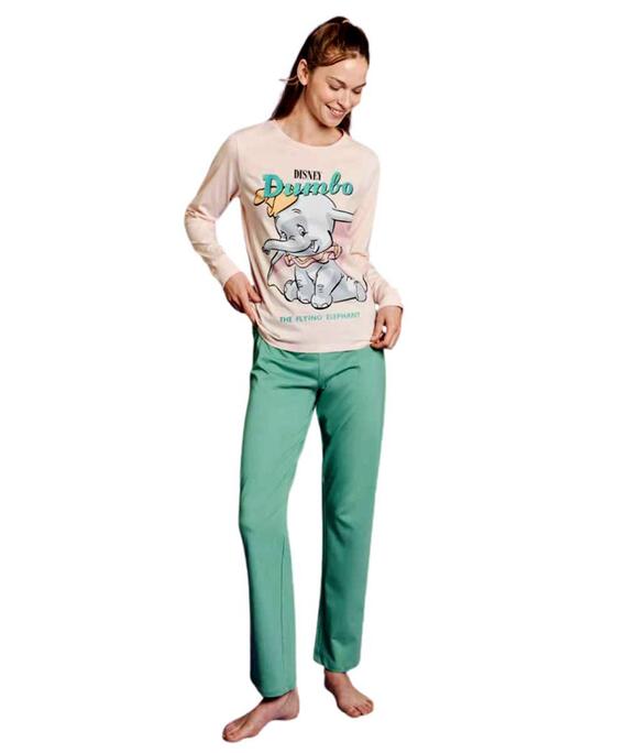 Pigiama donna a manica lunga in jersey di cotone Disney Dumbo DYD3831