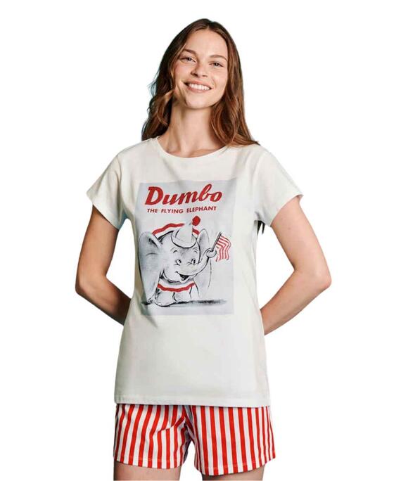 Pigiama donna a manica corta in jersey di cotone Disney Dumbo DYD3832