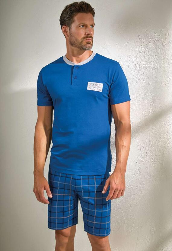 Короткая мужская пижама Enrico Coveri EP1115 из хлопкового трикотажа