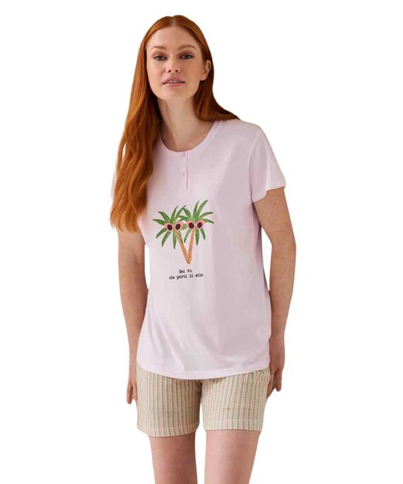 Pigiama donna corto in jersey di cotone Enrico Coveri EP5325