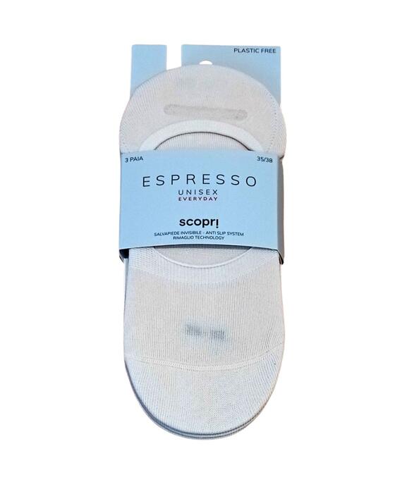 Invisible foot liner in stretch cotton Scopri Espresso TRI-PACK