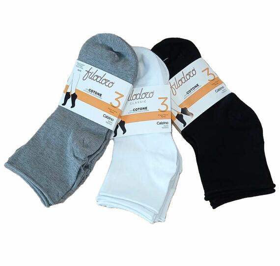 Women’s raw cut short socks in stretch cotton Filodoro F115535