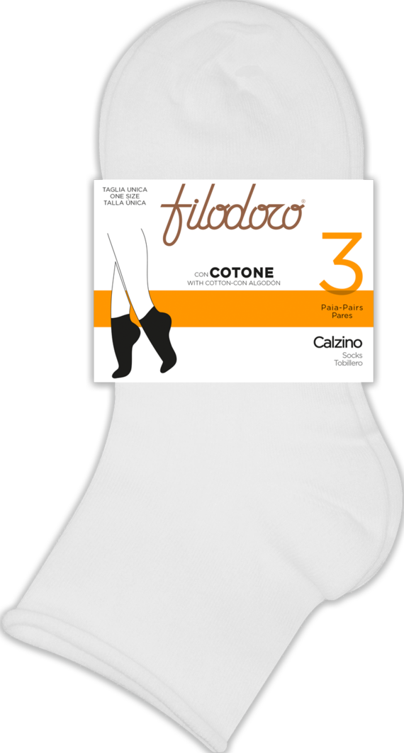 Calzino corto donna taglio vivo in cotone elasticizzato Filodoro F115535