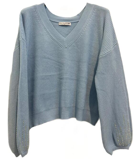 MAGLIONE DONNA CON STRASS SCOLLO A V FIORENZA AMADORI 3002