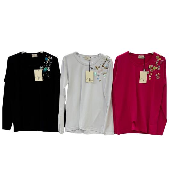 MAGLIA DONNA PAILLETTES MANICA LUNGA FLORA FB2708
&nbsp;