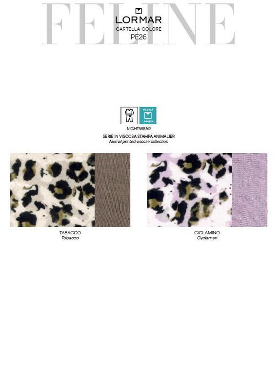 Pigiama donna aperto in viscosa stampata Lormar Feline FEL654071