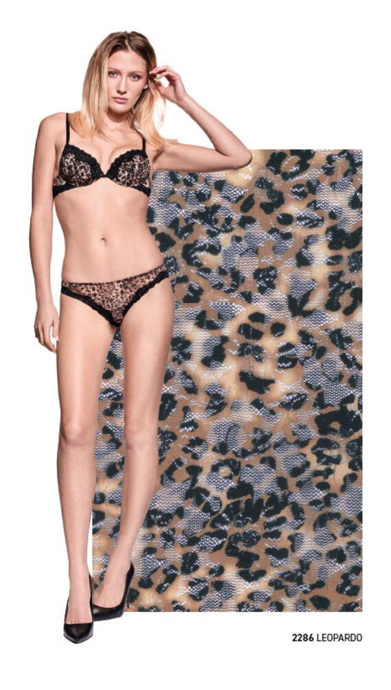 Completo donna con triangolo imbottito in pizzo animalier e tanga Infiore Feline FLN052651