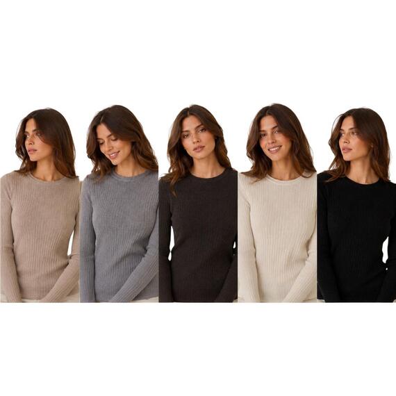 Maglia girocollo donna a costine Flora fl6007
