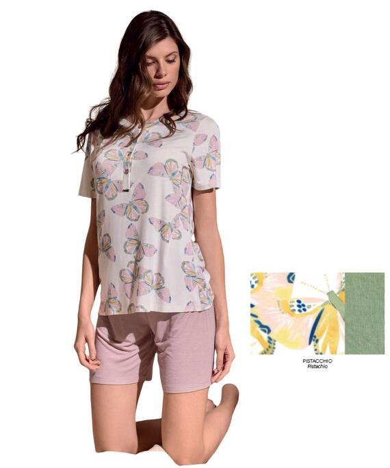 Pigiama donna a manica corta in viscosa stampata Lormar Free FRE654079