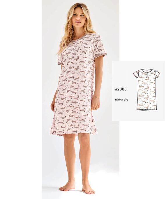 Camicia da notte donna a manica corta in jersey di cotone Infiore Ghepard GHP632720