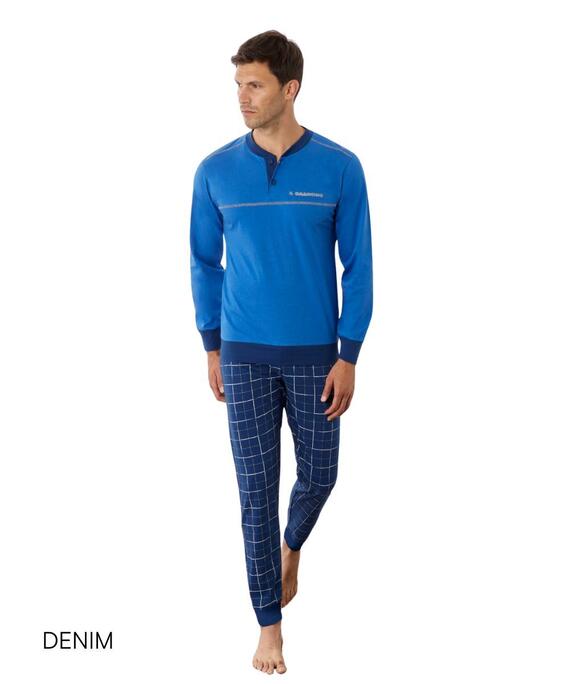 Il Granchio GP1141 Men's Long-Sleeved Cotton Jersey Pajamas