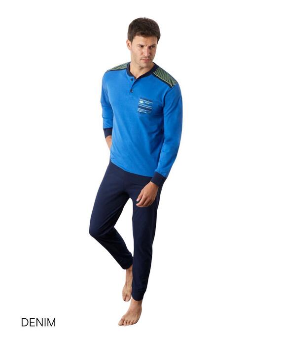 Il Granchio GP1144 Men's Long-Sleeved Cotton Jersey Pajamas