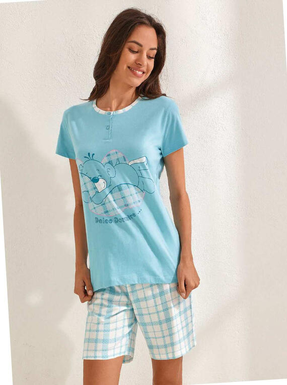 Women's short-sleeved cotton jersey pajamas Il Granchio Lady GP5099