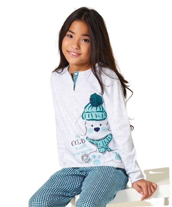 Pigiama da bambina in CALDO cotone Il Granchietto GP7141