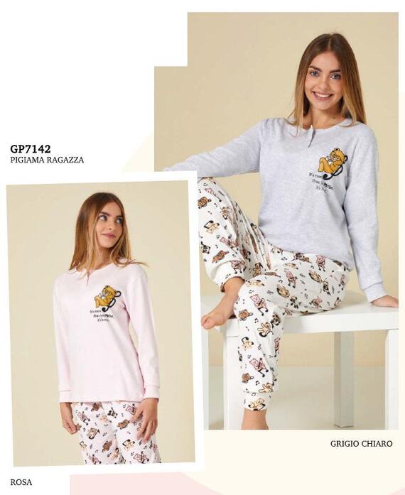Pigiama da ragazza in CALDO cotone Il Granchietto GP7142