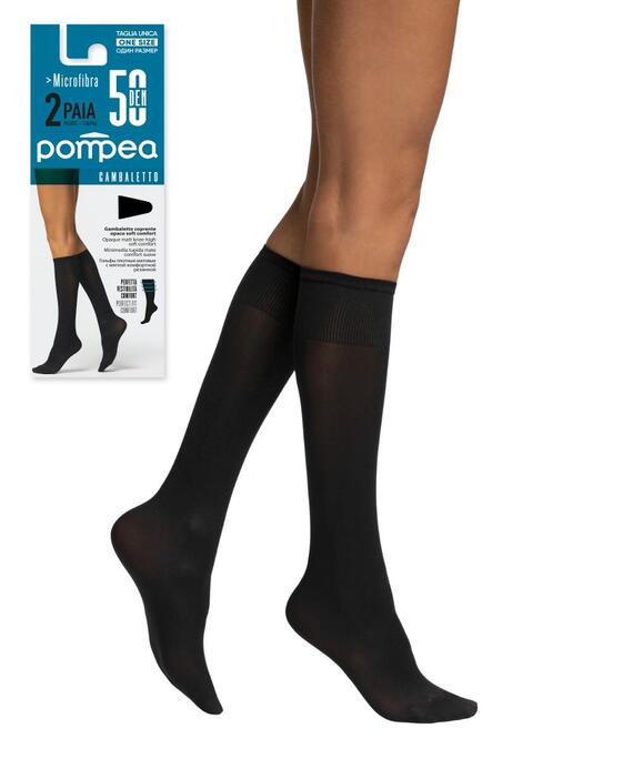 Women's microfiber knee-highs Pompea art. Micro 50 (2 PAIRS)