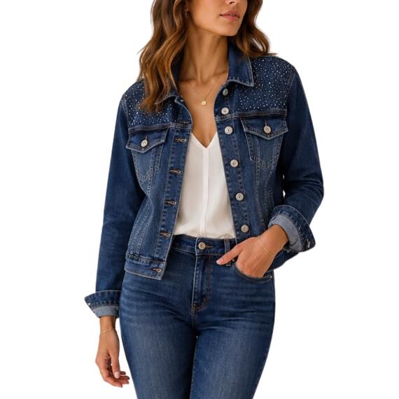 GIUBBINO DONNA JEANS CON STRASS GLORA HX671
&nbsp;