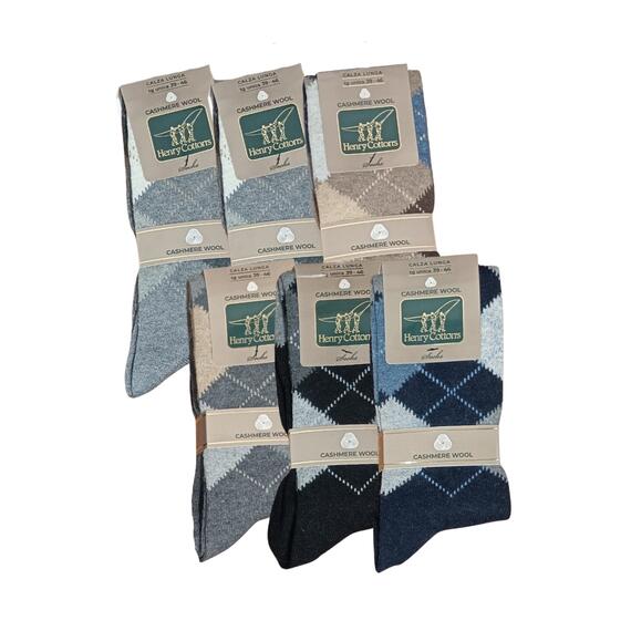 Calza da uomo lunga in cashmere e lana Henry Cotton's HC36714 rombi