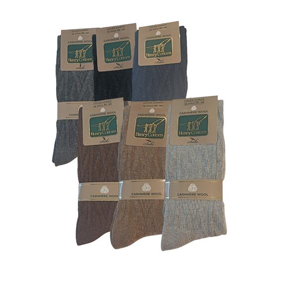 Calza da uomo lunga in cashmere e lana Henry Cotton's HC37714 lavorato
