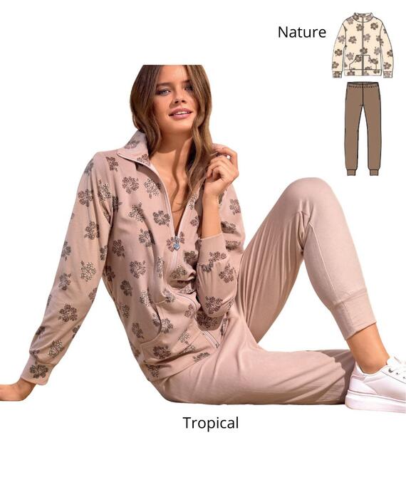 Tuta donna homewear in ciniglia Infiore Ibiscus IBS604206