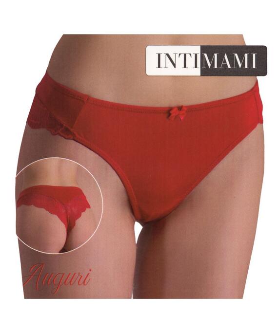 Brasiliana donna rosso portafortuna in micro e pizzo Intimami ID855