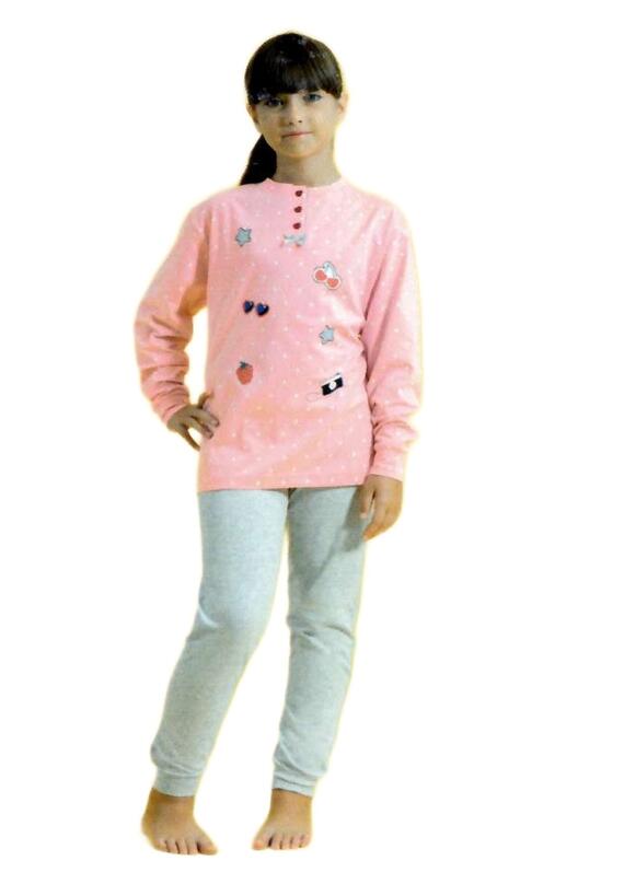 Irge IK92 girls' long-sleeved cotton jersey pajamas