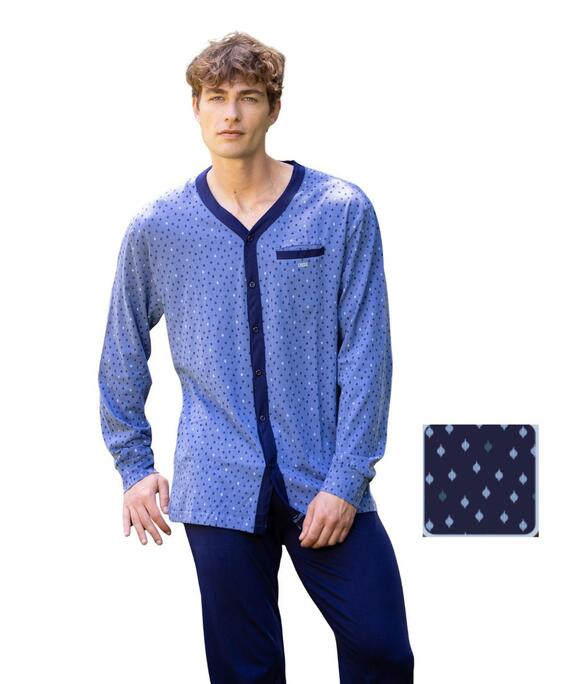 Pigiama uomo aperto a manica lunga in jersey di cotone Irge IRL 2526