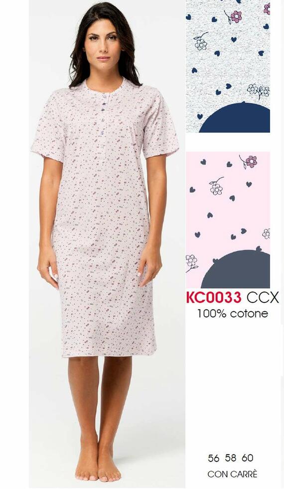 Camicia da notte donna CALIBRATA manica corta Karelpiu' KC0033