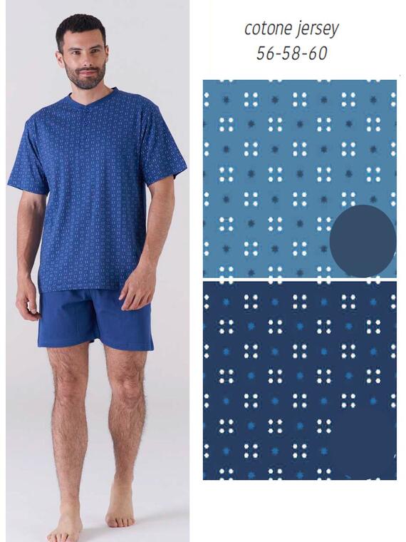 Men's short CALIBRATO pajamas in Karelpiu' KC6175 cotton jersey