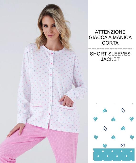 Pigiama donna aperto a manica corta in jersey di cotone Karelpiu' KC8156