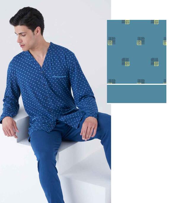 Pyjama homme avec veste ouverte en coton Karelpiu' KC8220