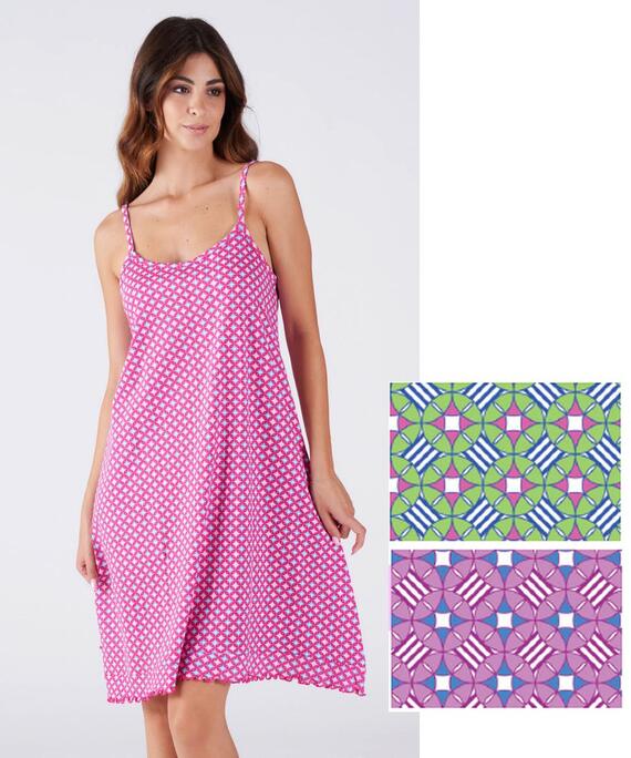 Camicia da notte donna a spalla stretta fantasia Karelpiu' KC8348
