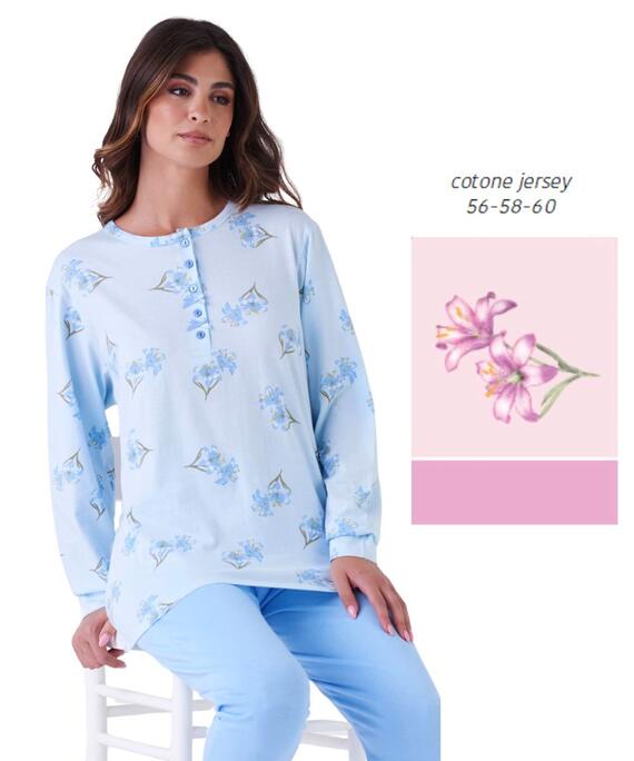 Pigiama donna calibrato a serafino in jersey di cotone Karelpiu' KE0002