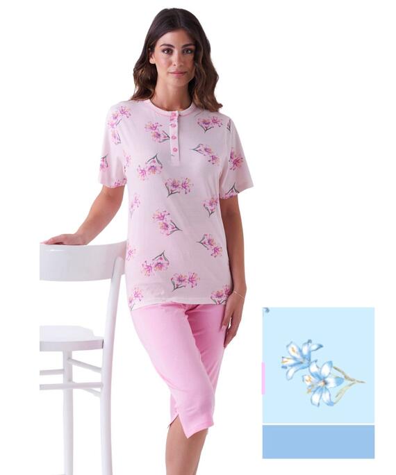 Pigiama donna a manica corta e bermuda in cotone Karelpiu' KE0007