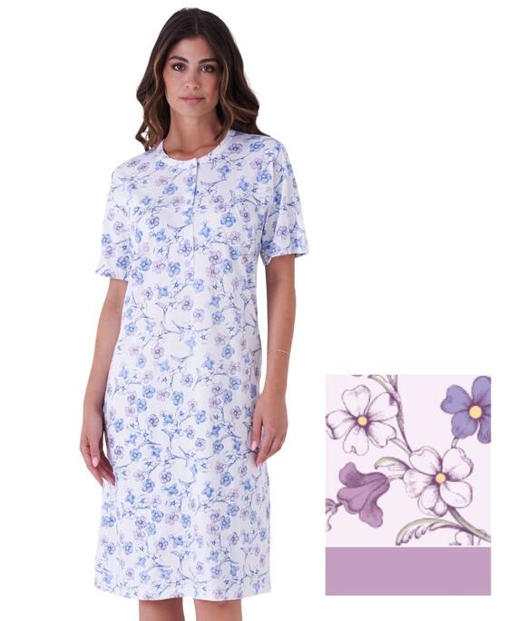 Camicia da notte donna a manica corta in jersey cotone Karelpiu' KE0019