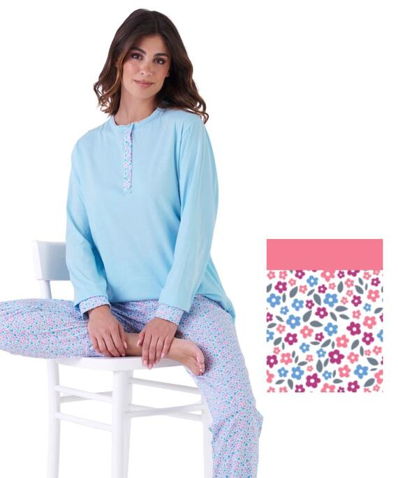 Pigiama donna a serafino in jersey di cotone Karelpiu' KE0034