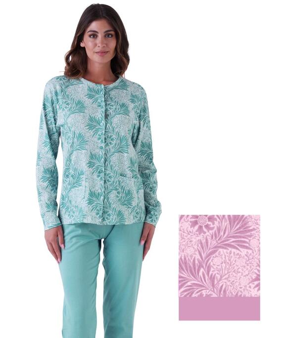 Pigiama donna aperto in jersey di cotone Karelpiu' KE0047