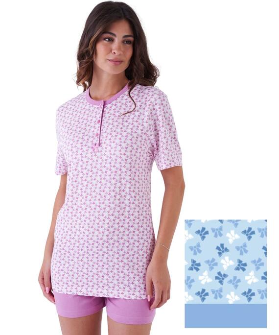 Pigiama donna CALIBRATO a manica corta in cotone Karelpiu' KE0042